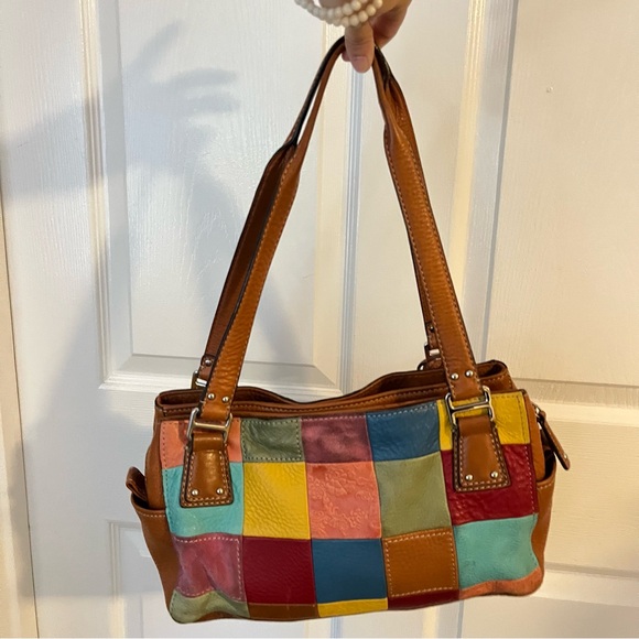 Fossil Colorful Patchwork Leather Handbag Shoulder Bag - Picture 10 of 11